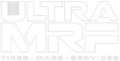 ULTRA MRF Tires, Mags, Services logo in white with bold typography.